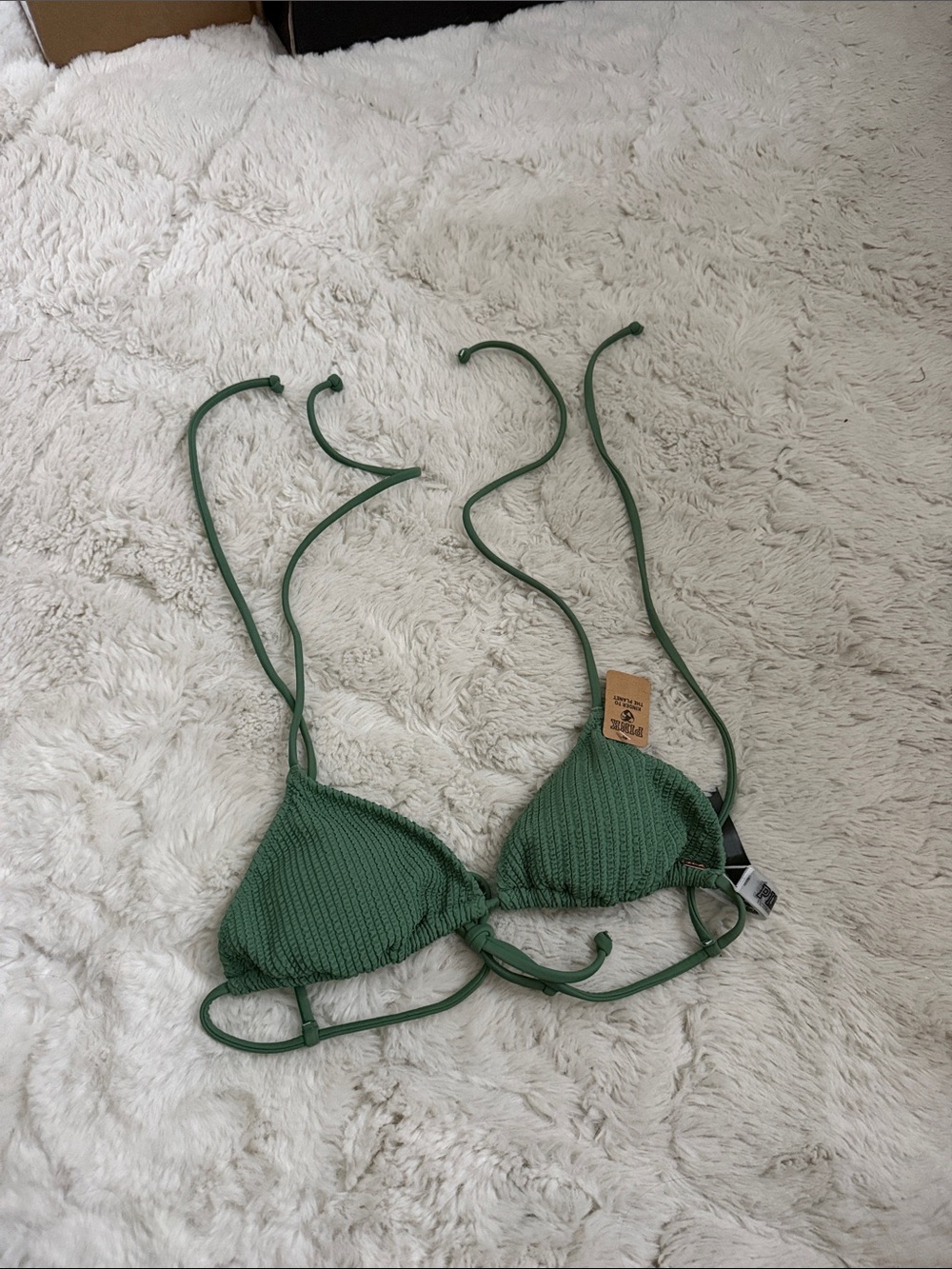 Victoria's Secret Green Textured Triangle Bikini Top